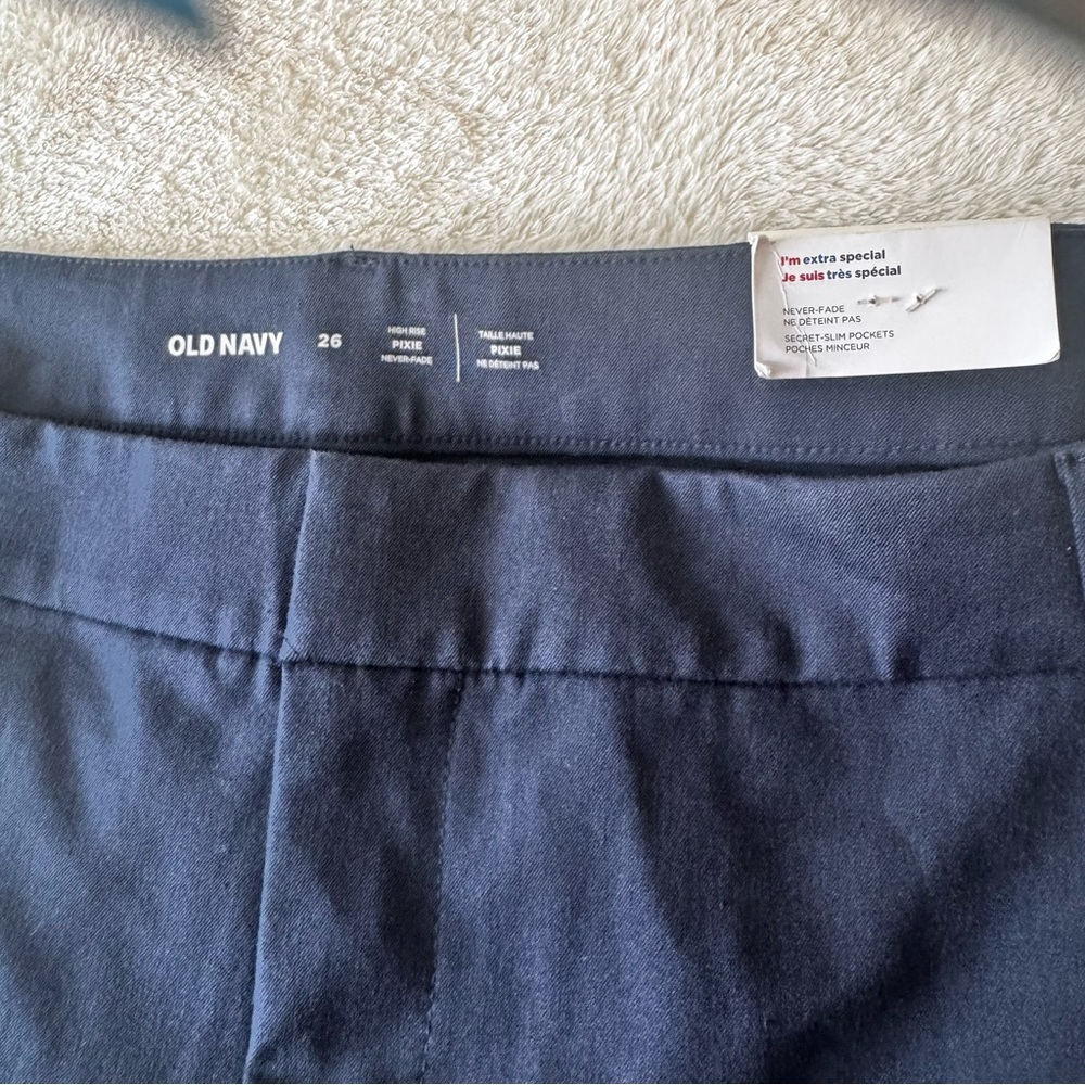 Old Navy NEW High Waisted Pixie 26 Pockets Straight Ankle Pants Stretch Zip Blue - Picture 9 of 16